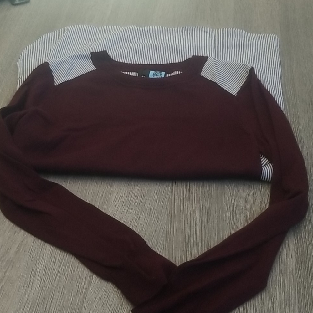Marino wool front sweater with shirt back